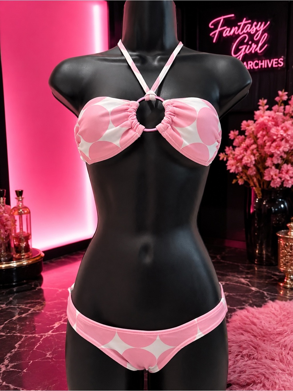 Brazilian Pink Ring-Front Bikini Set